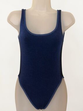 Nagnata Merino Wool Blend Navy Scoop Neck Knit Bodysuit